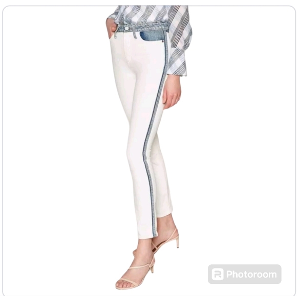 Joie Denim - Joie Gracelyn Two Tone White Blue High Rise Skinny fit Luxury Denim Jeans